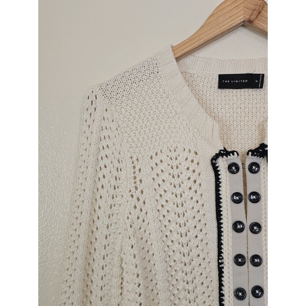 The Limited Cream Wool Blend Knit Button Front Cardigan Womens Size Medium - Picture 4 of 13